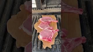 Cooking Sweet Rubbed Pork Chops Over Oak Fire