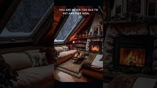 Charming Winter Attic: Cozy Fireplace and Warm Ambiance️