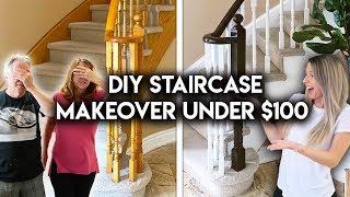 DIY STAIRCASE MAKEOVER UNDER $100 | Updating Oak Banister