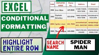 Create a Search Box in Excel Using Conditional Formatting (Highlight Entire Row)