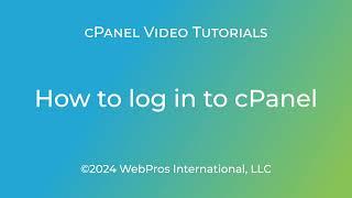 cPanel Tutorials - How To Log In To cPanel