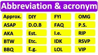 20 COMMON ABBREVIATIONS & ACRONYMS | Learn with examples | English vocabulary