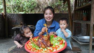 Harvest green vegetables to sell at the market - roast giant chicken to feed the children