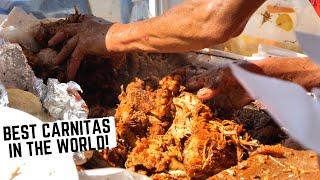 Best Mexican STREET FOOD in MICHOACAN, MEXICO | KING OF CARNITAS + Gaspacho on STEROIDS