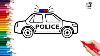 Police car drawing  | Step by step car drawing| Easy car drawing tutorial || Learn & Colour ||