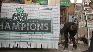 Behind the scenes look at the making of the Ticker Tape Parade floats