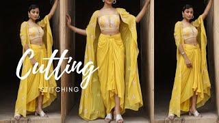 Drapping skirt without dummy🫣 | Drape skirt cutting | trending dhoti skirt cutting | Drape skirt