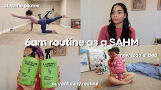 6am morning routine, current favorite curly hair products, new toddler floor bed + more | MOM VLOG