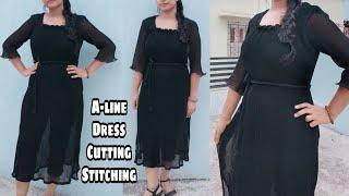 Maxi dress/ A-line Long dress Cutting and stitching / Long black dress / Western dress/ easy sewing