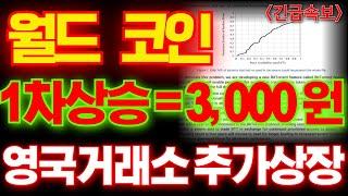 [월드 코인] 긴급속보"영국 거래소 긴급상장가=3천원" 필수 시청하셔야 합니다. #월드코인차트 #월드코인분석 #월드코인호재 #월드코인코인 #월드코인대응 #월드코인시세