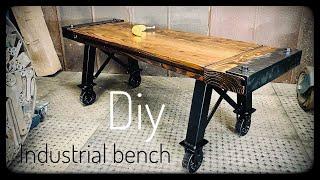 Industrial Modern Bench | Welded Steel Legs | DIY Woodworking Build