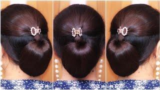 Nice! Beautiful Low Bun Hairstyle With Clutcher | Very Easy Juda Bun Hairstyle Girl Simple And Easy