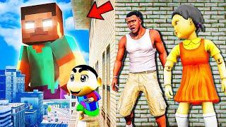 Franklin and Shinchan & Pinchan play HIDE AND KILL with Squid Game Doll In GTA 5