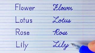 How to write Flowers name in English | Print Handwriting & Cursive Handwriting |Handwriting practice