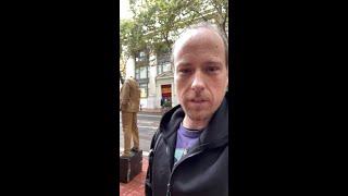 Portland City Council candidate removes 'sexual assault' plaque from pop-up Trump statue