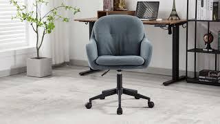 Wahson Modern Home Office Chair Chenille Comfortable Swivel Desk Chair Height Adjustable, Blue