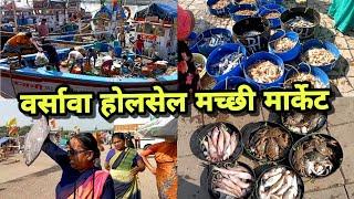 मुंबई का सबसे सस्ता Fish Market | Wholesale fish market In Versova Big Fish Market In Mumbai Versova