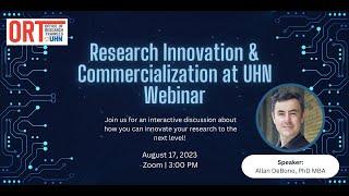 Zoom Webinar: Research Innovation and Commercialization at UHN