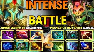 INTENSE HARD CARRY BATTLE | Armor Destroyer Wraith King Vs. Insane Split Shot Carry Medusa DotA 2