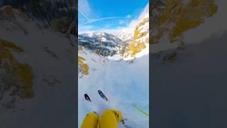 a fun, NARROW shot in the GAD CHUTES! #skiing #skitok #snowbird