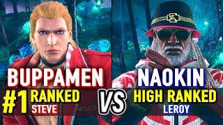 T8  BUPPAMEN (#1 Ranked Steve) vs NAOKIN (High Ranked Leroy)  Tekken 8 High Level Gameplay