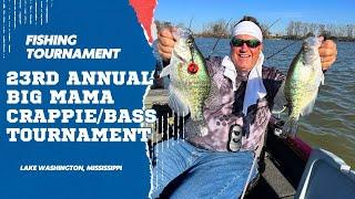 23rd Annual Big Mama Crappie Bass Tournament on Lake Washington, MS, anglers fishing and weigh in