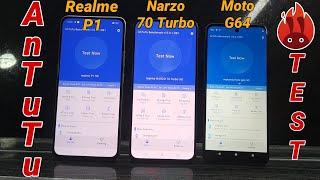 Realme P1 vs Narzo 70 Turbo vs Moto G64 AnTuTu Benchmark Test