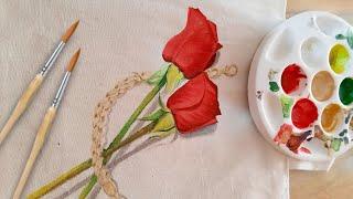 Flowers painting/3D rose painting/fabric painting on clothes