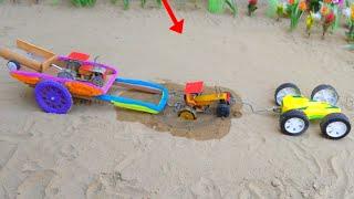 diy tractor trolly stuck in mud with monster car off road part 1 ||# lego car