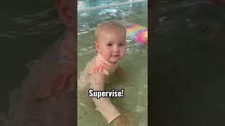 Baby swimming and independently recovering in shallow water. #babyswimming #learntoswim #swimming