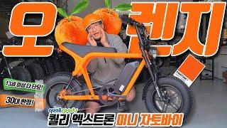 지구상 30대만 존재하는 자전거총각 한정판 전기자전거 무면허로 탈 수 있는 엑스트론 미니 자토바이 오렌지