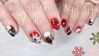 Christmas Floral Nail Art | Day 6 (Collab With Sarah's Nail Secrets)