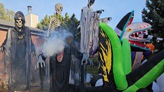 Our Complete Yard Display and Haunt Walkthrough on Halloween! (day + night)