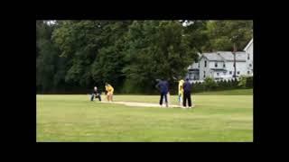 Bert Simon the Antigua Fast bowler in action