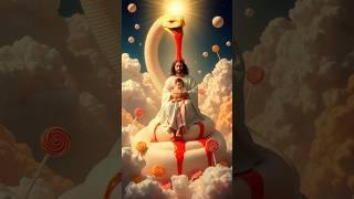 "Divine Light in Their Eyes ️ | Jesus Holding the Innocent Among the Clouds of Grace ️"