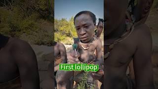 The Hadzabi hunter had his first lollipop#hadzabe#funny #village life #tribal