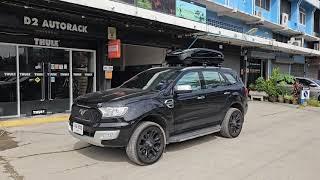 Ford Everest ติดตั้ง ที่เก็บของบนหลังคา Yakima RoofBox Easytrip400  สี Black Grossy Color