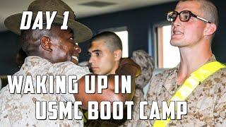 USMC Boot Camp Day 1 - Waking Up in Marine Corps Boot Camp