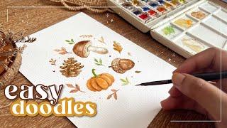 Easy autumnal watercolour doodle painting tutorial 