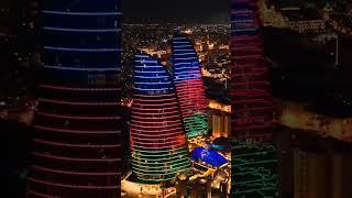 Night Baku Modern Baku Ночной Баку с высоты птичьего полёта