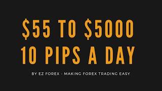 $55 - $5000 WITH THE 10 PIPS A DAY STRATEGY | FOREX TRADING 2020