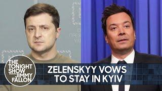 President Zelenskyy Vows to Stay in Kyiv, Russian Economy on the Brink of Collapse | Tonight Show