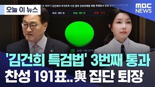 [오늘 이 뉴스] '김건희 특검법' 3번째 통과, 찬성 191표..與 집단 퇴장 (2024.11.14/MBC뉴스)