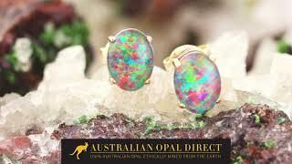 Gold Earrings, Green Earrings, Opal Stud Earrings - Australian Opal Direct | Worldwide Shipping