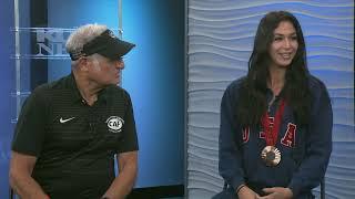 KUSI sits with CAF Co-Founder Bob Babbitt and Beatriz Hatz, Paralympic Bronze Medalist