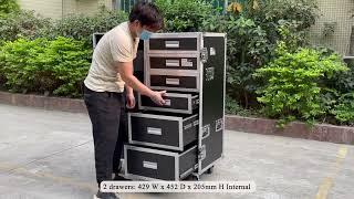 Black Tall 6 Drawers Road Case / Stage Studio Storage Case