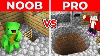 JJ And Mikey NOOB vs PRO SECRET PIT under VILLAGE HOUSE in Minecraft Maizen