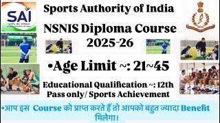 nsnis diploma in sports coaching/ nsnis diploma course 2025-26/ nsnis six week certificate course