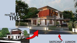 Realistic Exterior Render | Lumion | Modern Residence | Kerala Homes | Evening Render