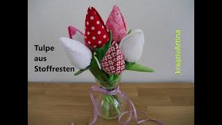 Tulpe aus Stoffresten eine nette Idee für den Frühlingstisch